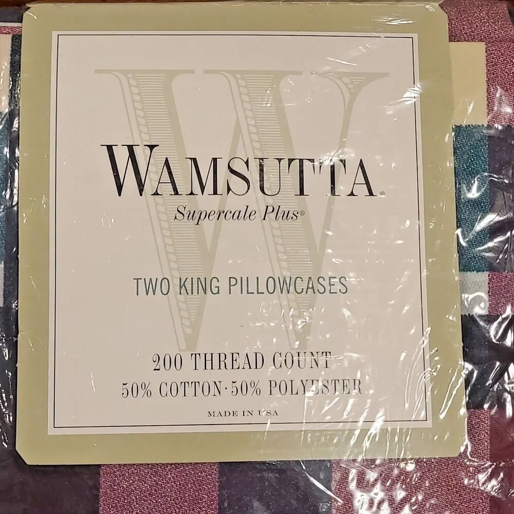 2 Wamsutta Supercale Plus King Pillowcases Tyler Plaid Hunter Green USA SEALED